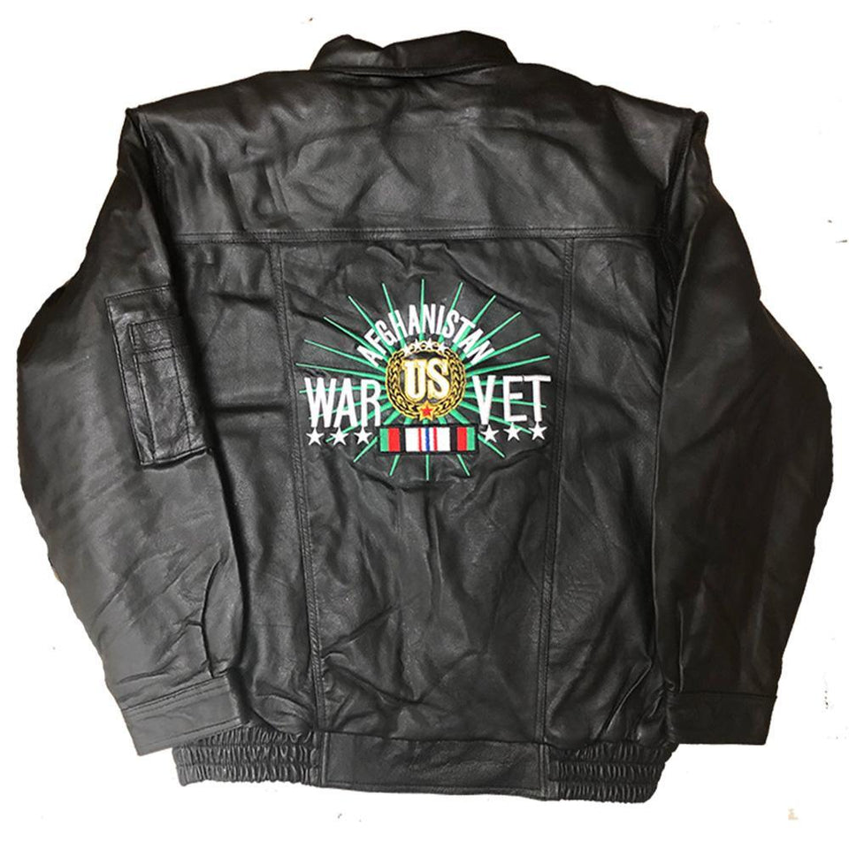 Afghanistan War US Veteran Leather Jacket-Military Republic
