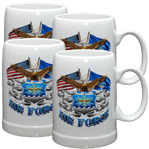 Air Force Double Flag Stoneware Mug Set-Military Republic