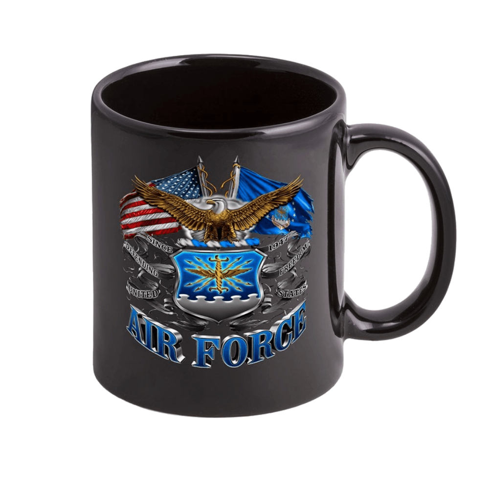 Air Force Double Flag Stoneware Mug Set - Black - Military Republic