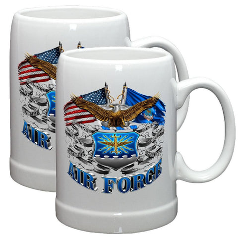 Air Force Double Flag Stoneware Mug Set-Military Republic