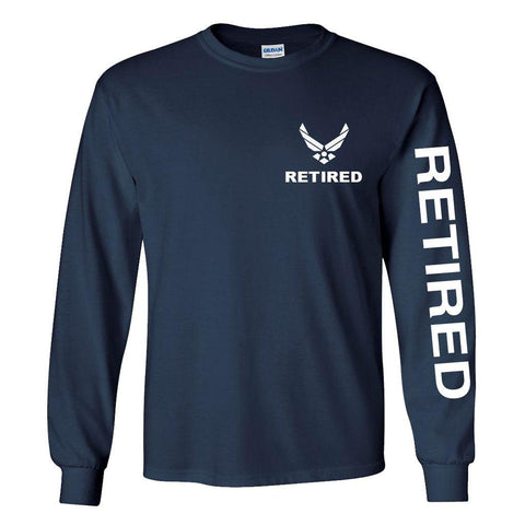 Air Force Retired Long Sleeve Shirt -Navy Blue - Military Republic