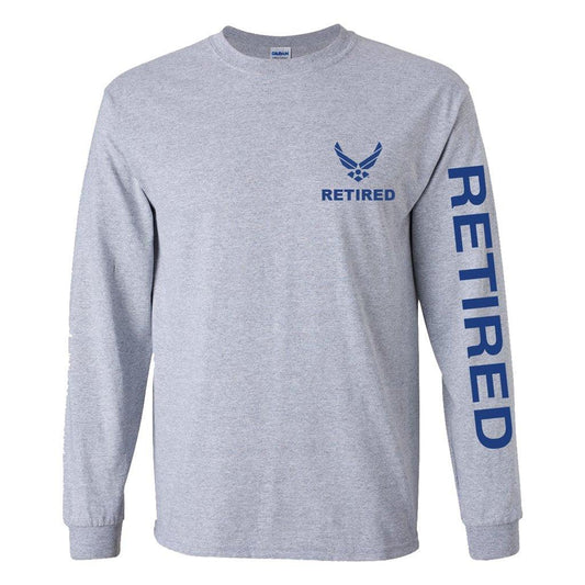 Air Force Retired Sport Long Sleeve Shirt -Grey - Military Republic