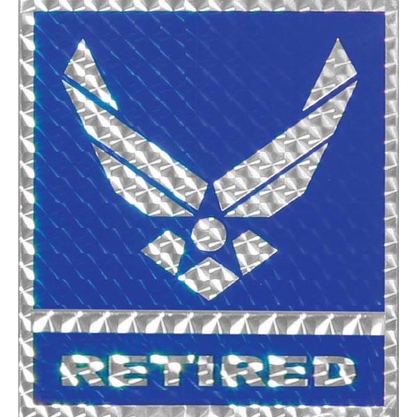 Air Force Retired with Wing Logo 4 inch Square Prism Decal - Military Republic
