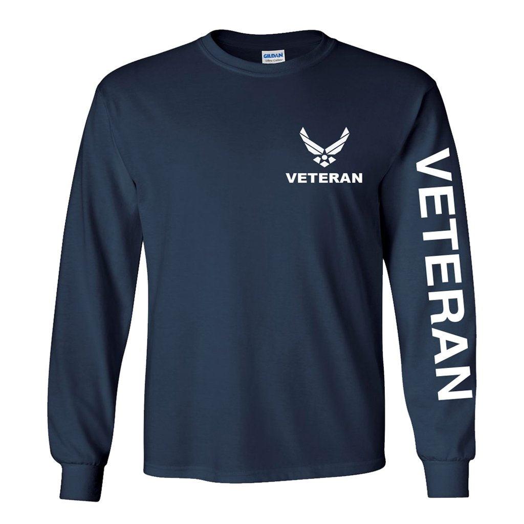 Air Force Veteran Long Sleeve Shirt - Navy Blue - Military Republic