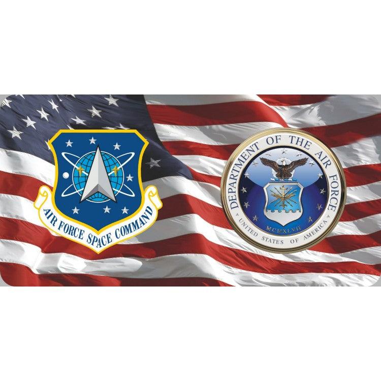 US Space Force and Air Force on US Flag License Plate - Military Republic
