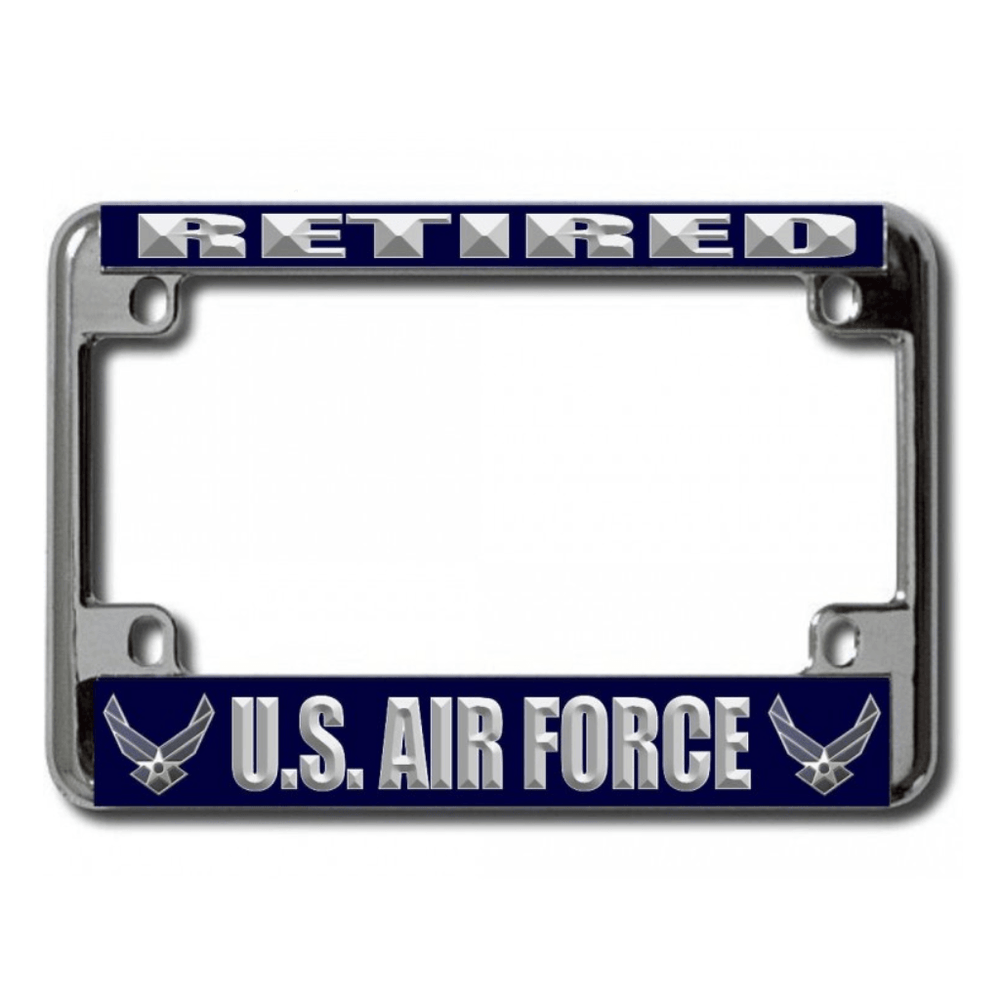 U.S. Air Force Retired Chrome Motorcycle License Plate Frame - Military Republic