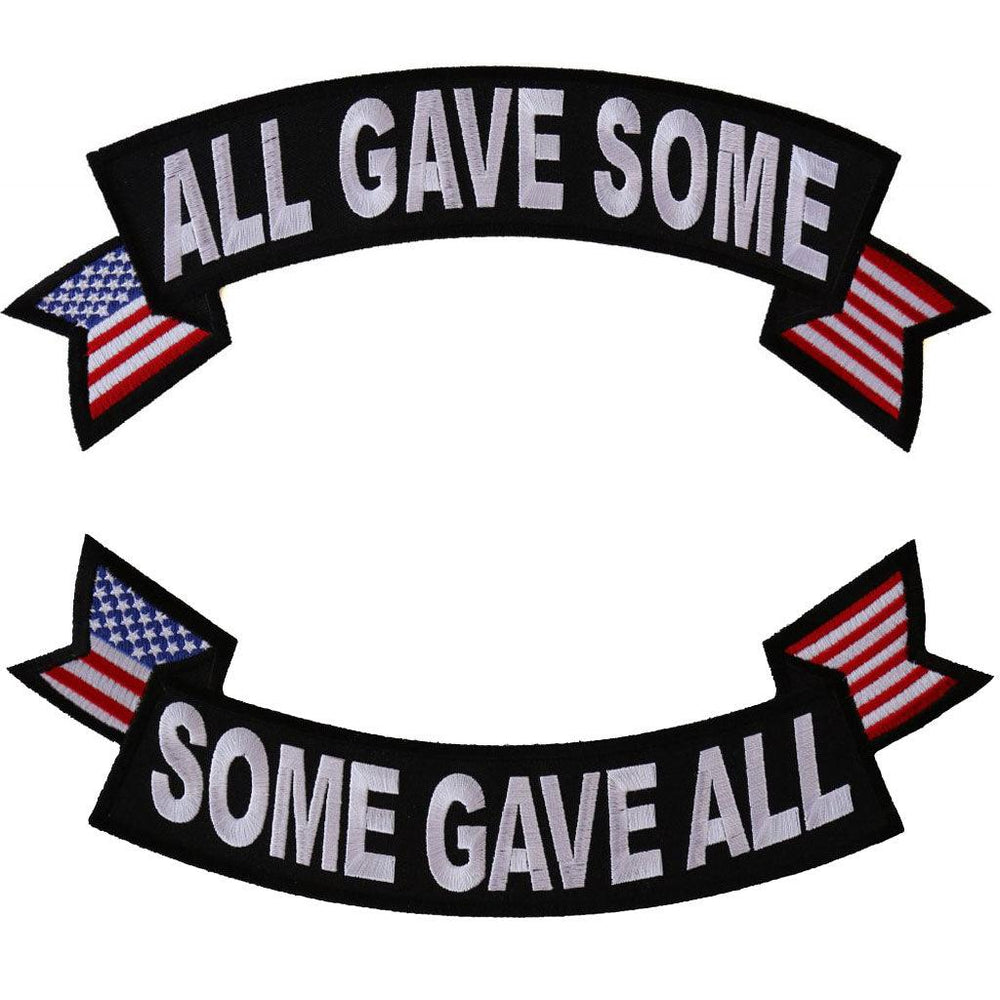 All Gave Some - Some Gave All Rocker Set of Two Patches With US Flag Design - 11x4 inch - Military Republic