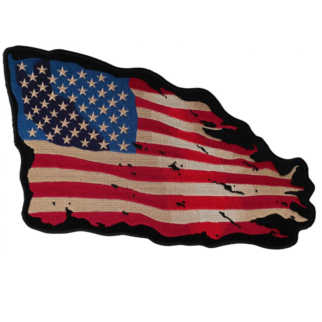 Vintage Waving American Flag Embroidered Iron on Patch - Military Republic
