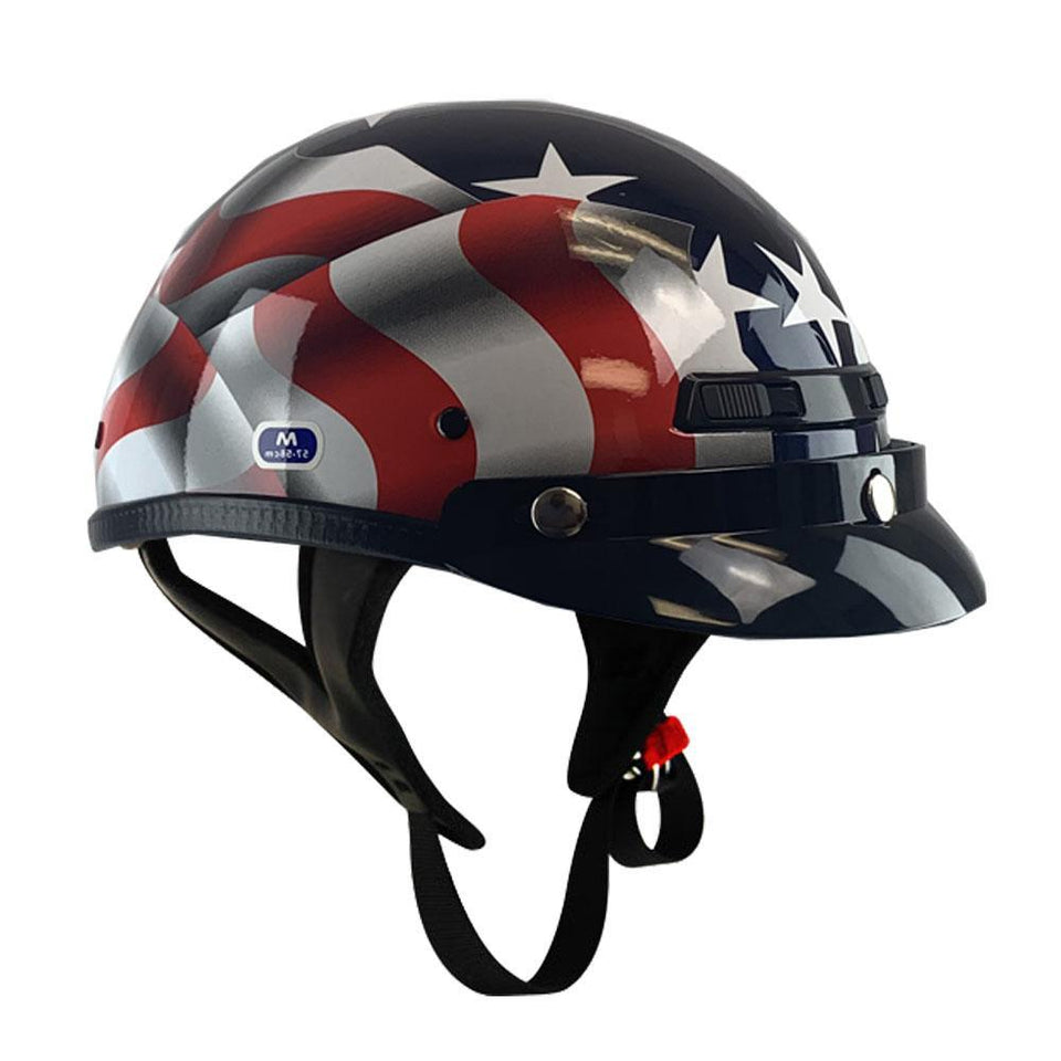 American Flag Patriotic Motorcycle Half Helmet - Military Republic