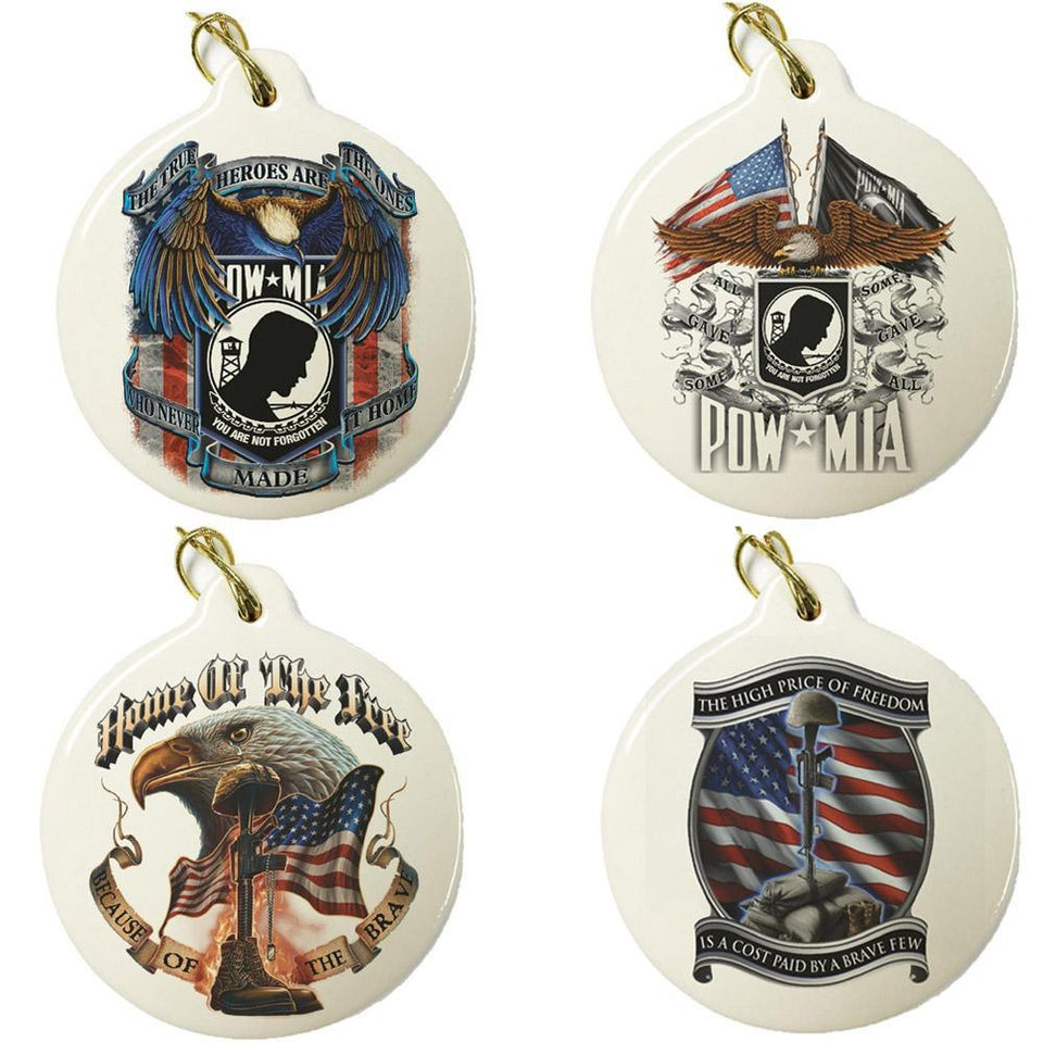 American Patriot Set Of 4 Christmas Ornaments - Military Republic