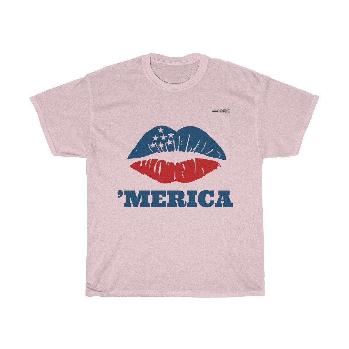 American Patriotic Lips 'Merica T-shirt - Military Republic