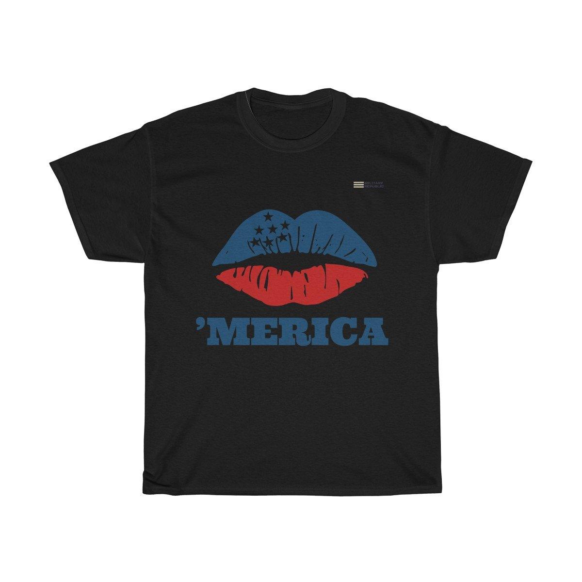 American Patriotic Lips 'Merica T-shirt - Military Republic