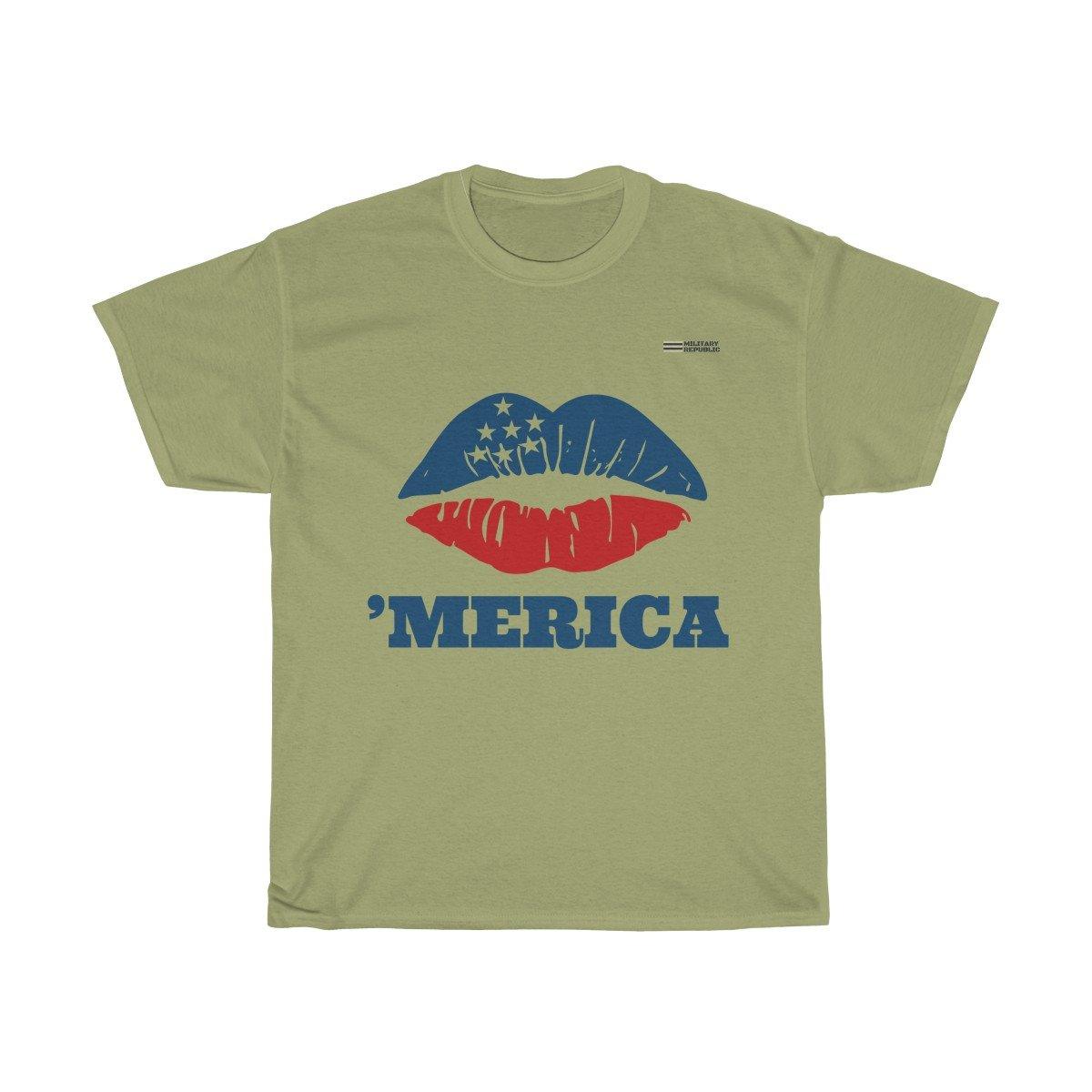 American Patriotic Lips 'Merica T-shirt - Military Republic