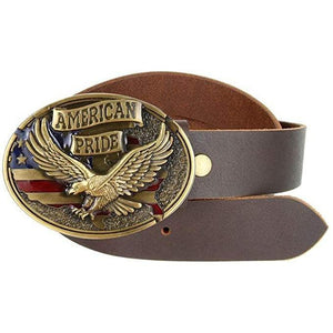 American Pride - Eagle & Map Zinc Alloy Patriotic Belt Buckle - Military Republic