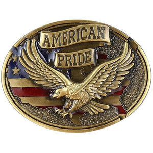 American Pride - Eagle & Map Zinc Alloy Patriotic Belt Buckle - Military Republic