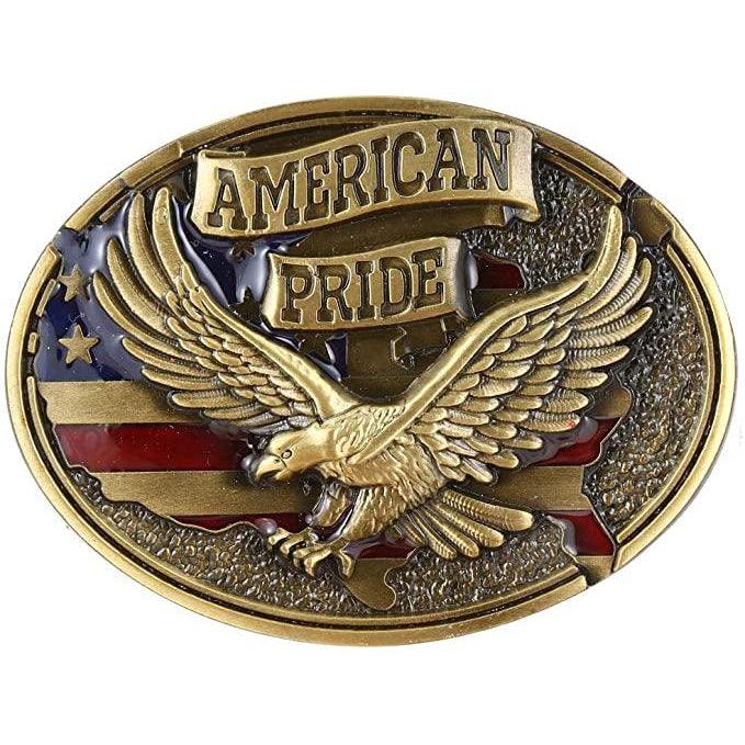 American Pride - Eagle & Map Zinc Alloy Patriotic Belt Buckle - Military Republic