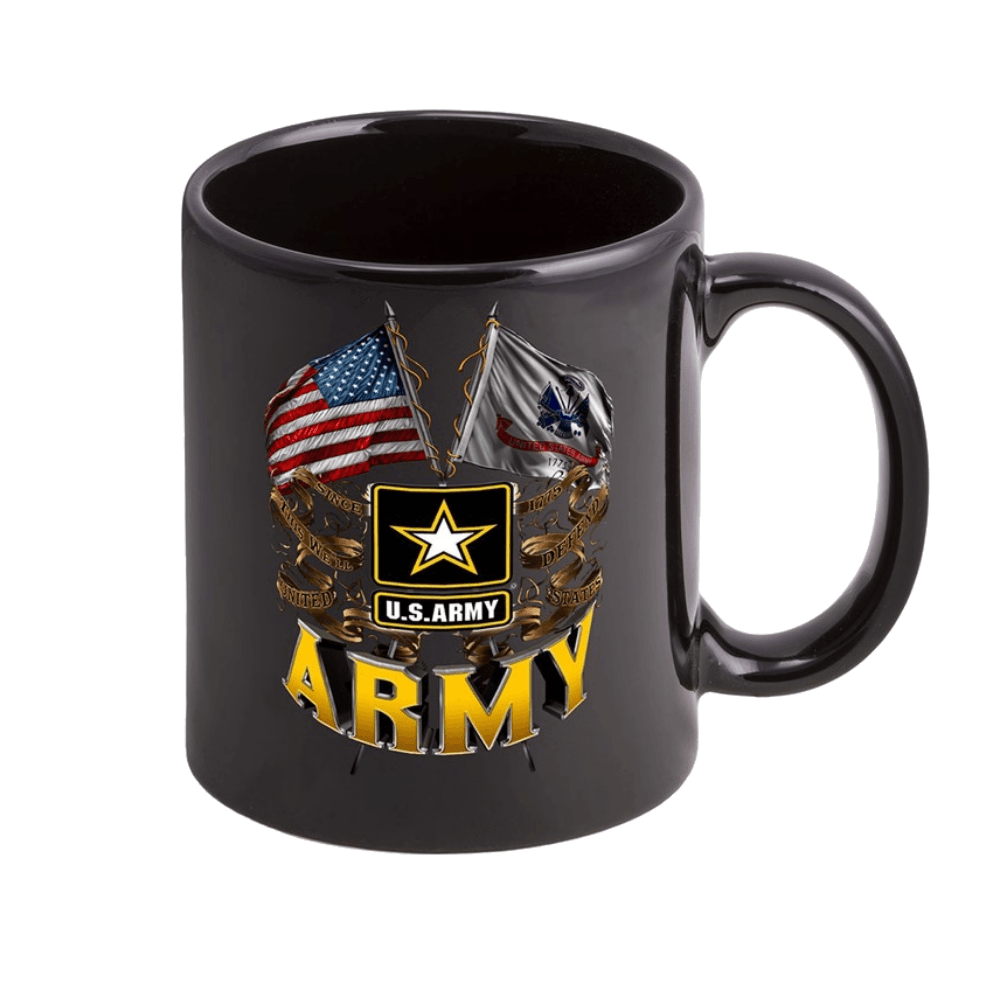 Army Double Flag Stoneware Mug Set - Black - Military Republic
