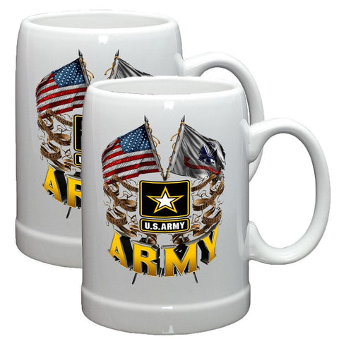 Army Double Flag Stoneware Mug Set-Military Republic