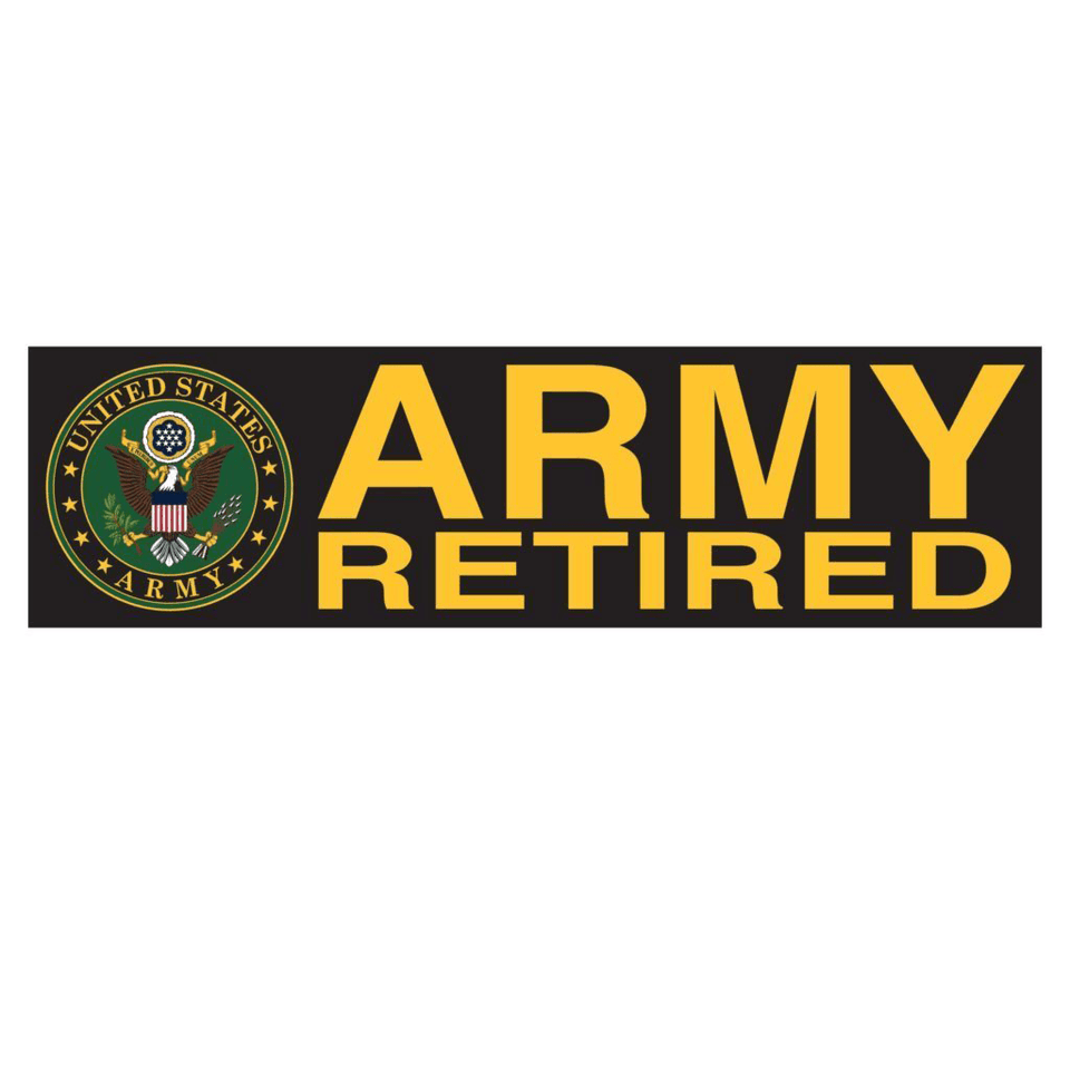 Army Retired with United States Army Seal 9"x3" Bumper Sticker - Military Republic