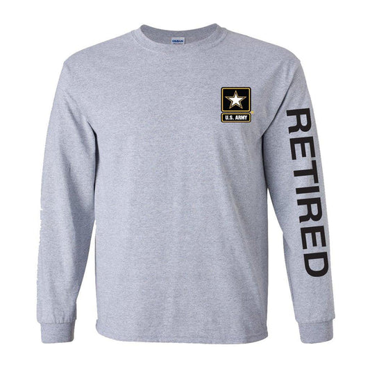 Army Star Retired Sport Long Sleeve Shirt- Grey - Military Republic