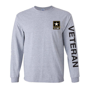 Army Star Veteran Sport Long Sleeve Shirt- Grey - Military Republic