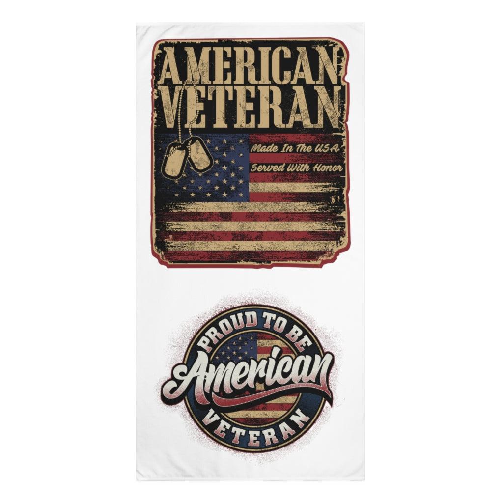 Proud To Be American Veteran Design 30x60 Beach Towel - Military Republic