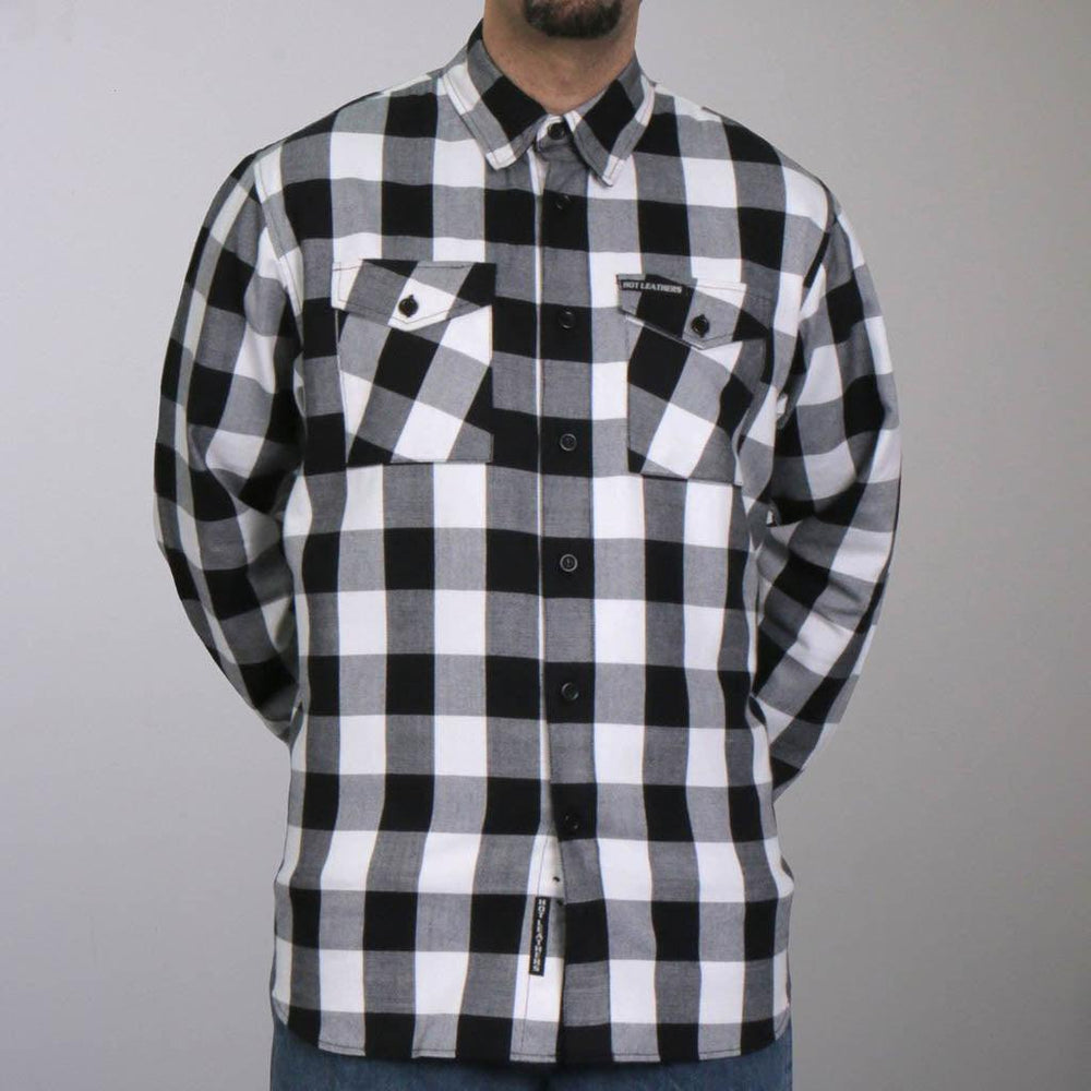 Black And White Long Sleeve Flannel Shirt - Military Republic