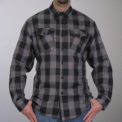 Black And Gray Long Sleeve Flannel Long Sleeve Men's Shirt - Military Republic