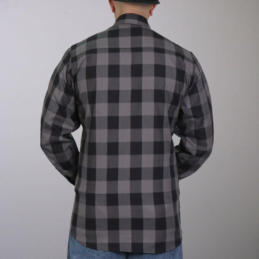 Black And Gray Long Sleeve Flannel Long Sleeve Men's Shirt - Military Republic