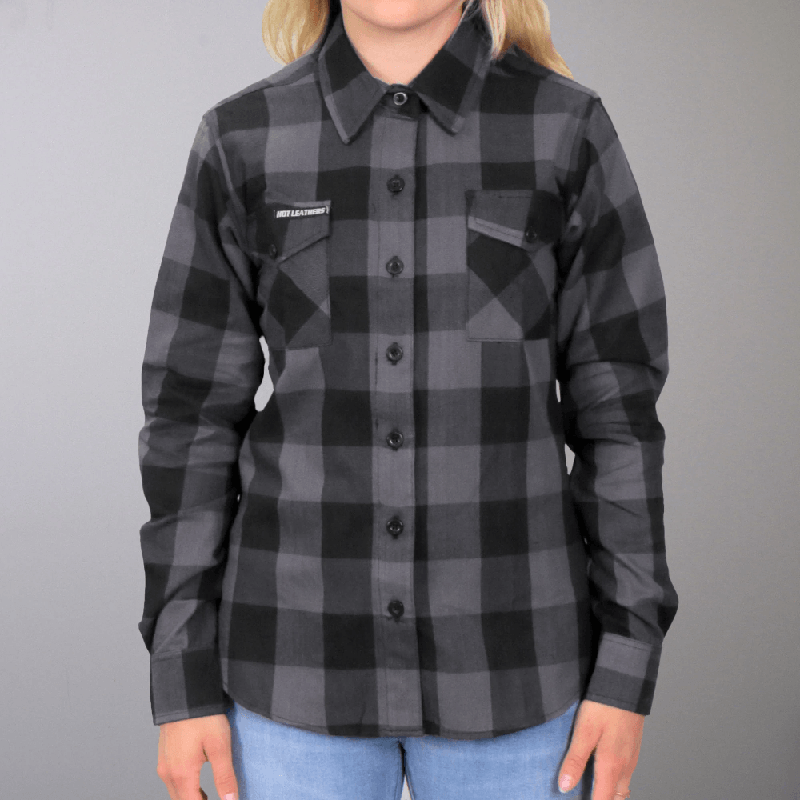 Ladies Long Sleeve Black & Gray Flannel Shirt - Military Republic