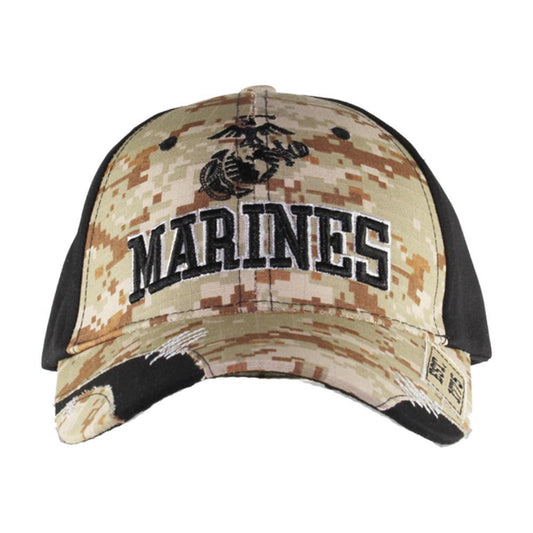 Black Streak Stressed Camo USMC Cap - Military Republic