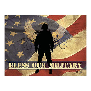 Bless Our Military Wooden Block Sign - Military Republic