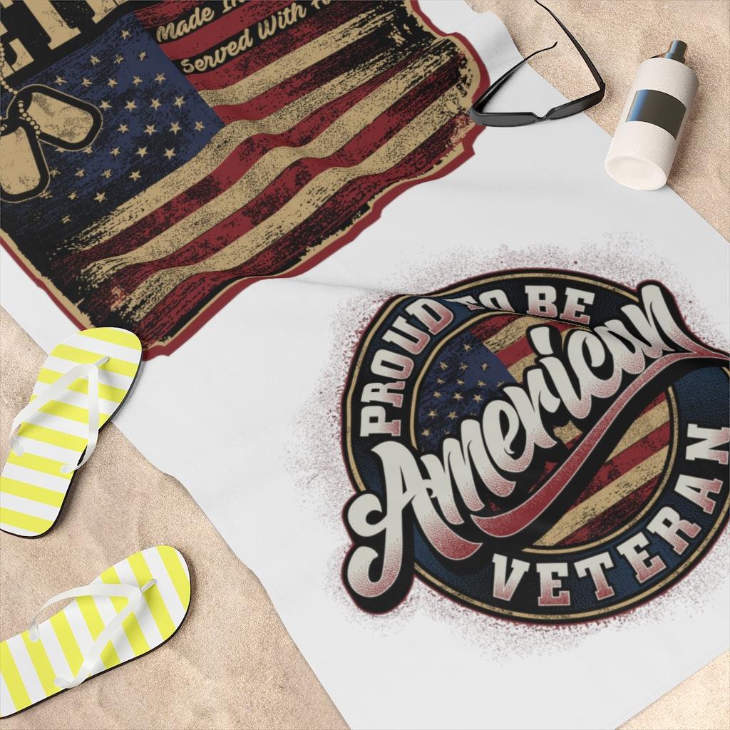 Proud To Be American Veteran Design 30x60 Beach Towel - Military Republic