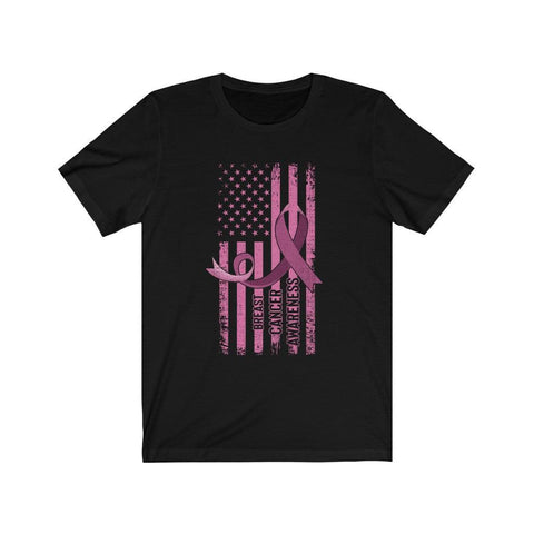 Breast Cancer Awareness Pink Flag Patriotic T-shirt - Military Republic