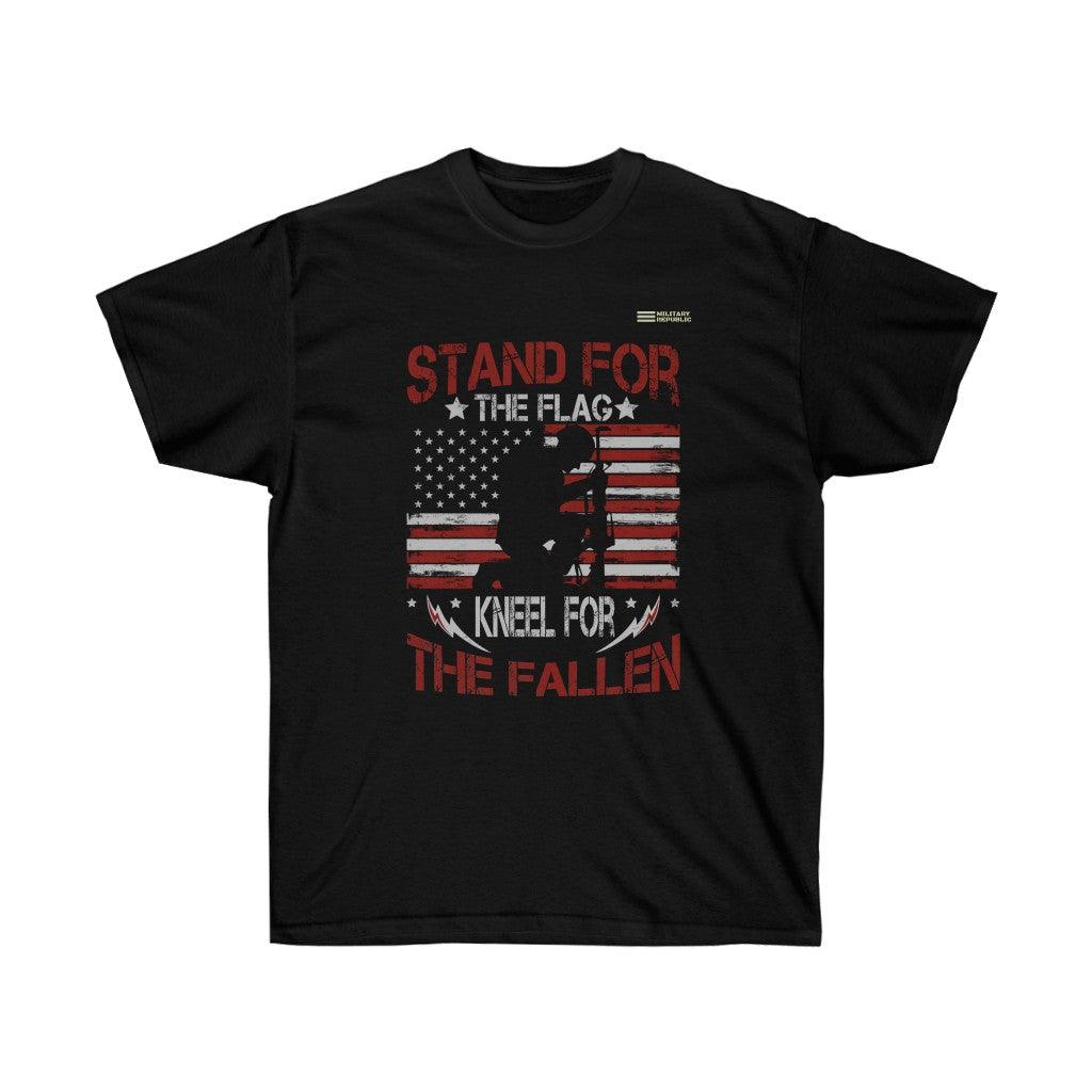 Stand For The Flag Kneel For The Fallen - Veteran T-shirt - Military Republic