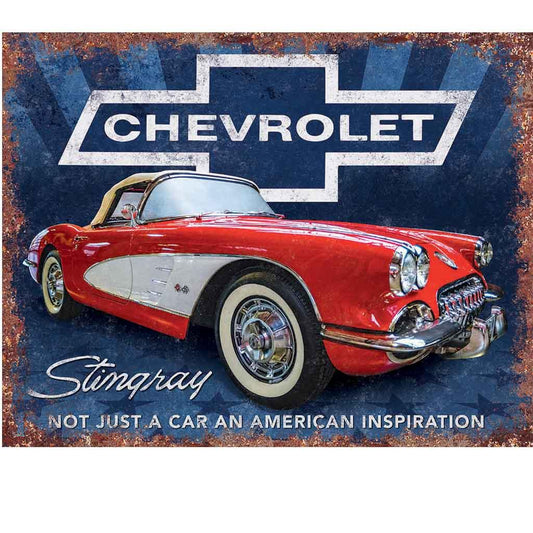 Chevrolet Corvette American Stingray Inspiration Tin Sign - Military Republic