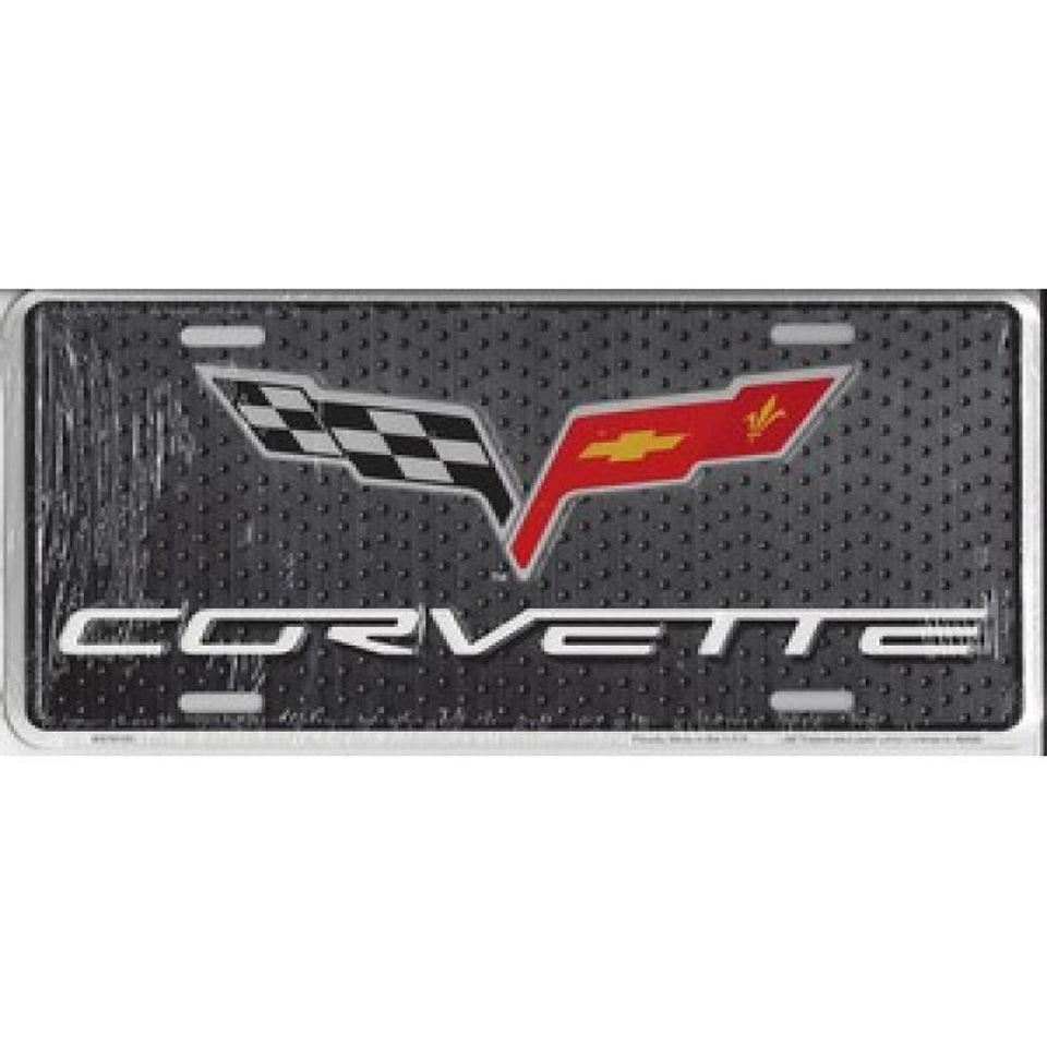 Chevy Corvette With Metal Flags License Plate - Military Republic