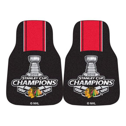 Chicago Blackhawks 2015 Stanley Cup Champions 2Pk Carpet Car Mat Set - Military Republic
