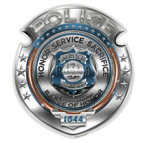 Chrome Police Badge Decal-Military Republic