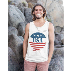 Circular Flag American Flag Est. 1776 Unisex Jersey Tank Top - Military Republic