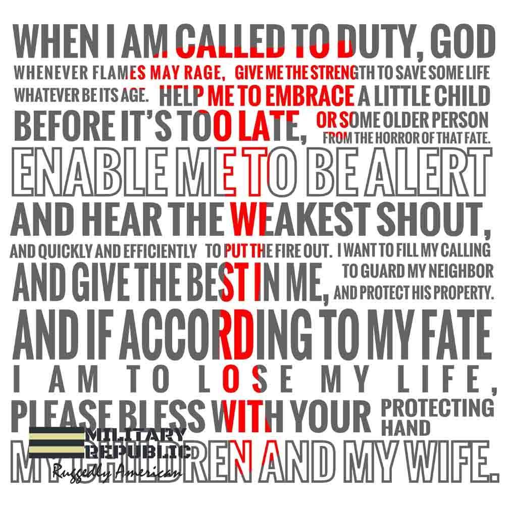 Courageous Fireman's Prayer Short Sleeve T-shirt - Military Republic