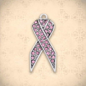 Cure for Cancer Pink Ribbon Crystal Charm - Military Republic