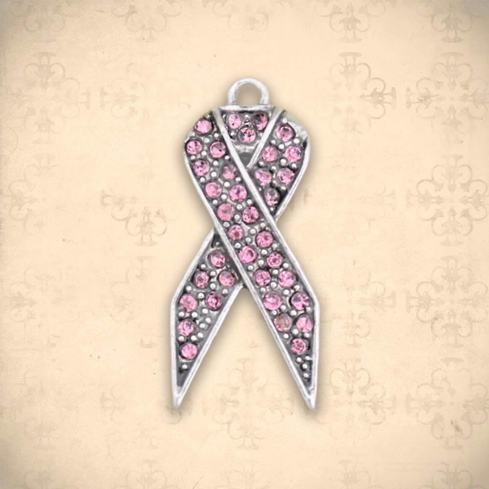 Cure for Cancer Pink Ribbon Crystal Charm - Military Republic