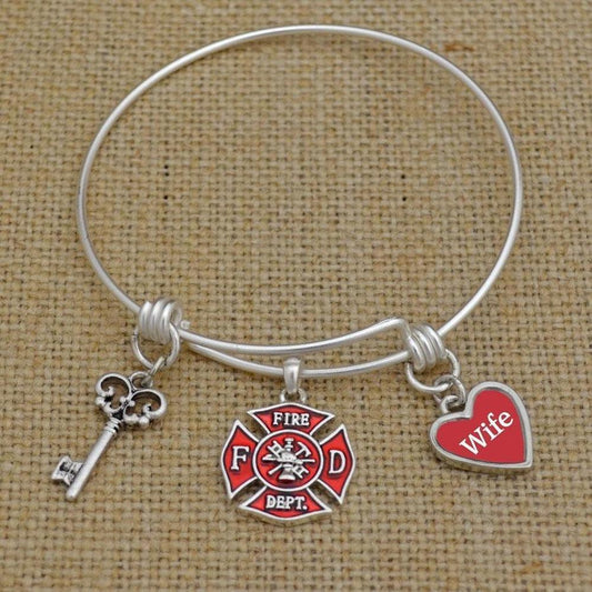 Custom Loved One Firefighter Memory Wire Bracelet-Military Republic