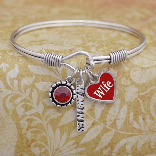 Custom Loved one Marines 3 Charm Wire Bangle-Military Republic