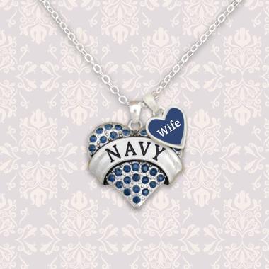 Custom Loved One Navy Heart Necklace - Military Republic