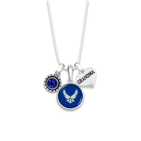 Custom U.S. Air Force 3 Charm Necklace for Grandma - Military Republic
