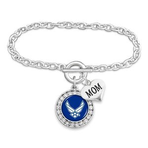 Custom U.S. Air Force Round Crystal Bracelet for Mom - Military Republic