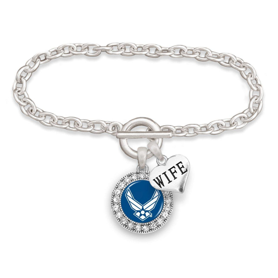 Custom U.S. Air Force Round Crystal Bracelet for Wife - Military Republic