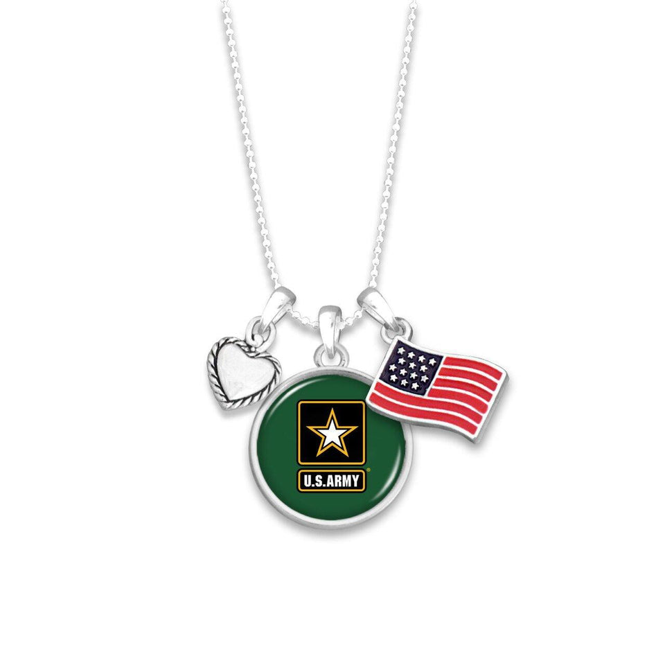 Custom U.S. Army 3 Charm Necklace with American Flag - Military Republic